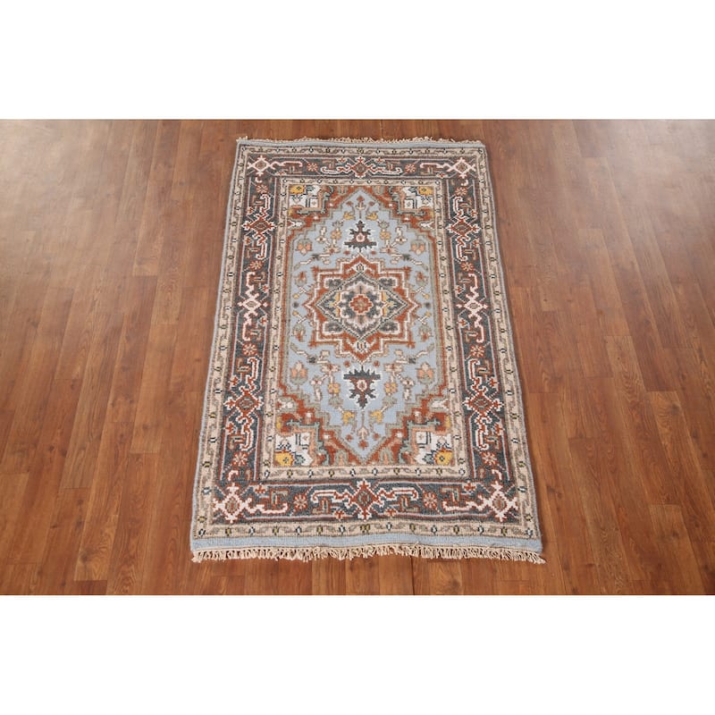 Light Blue Heriz Serapi Oriental Accent Rug Wool Carpet - 3'0"x 5'1"