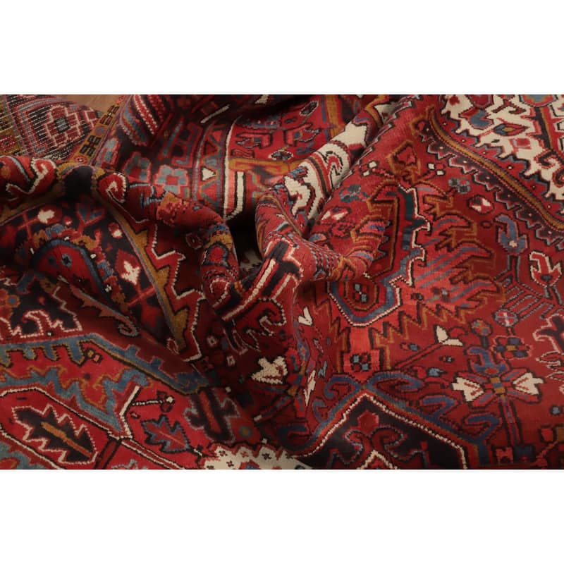 Hand Knotted Oriental 100% Wool Carpet Traditional Medallion Red Heriz Area Rug - 11' 1'' X 8' 5''