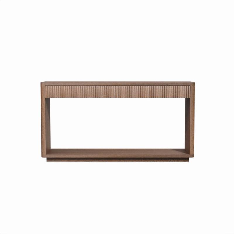 Modern 60-Inch Fluted Console Table with 2 Drawers for Living Room and Hallway Furniture Storage