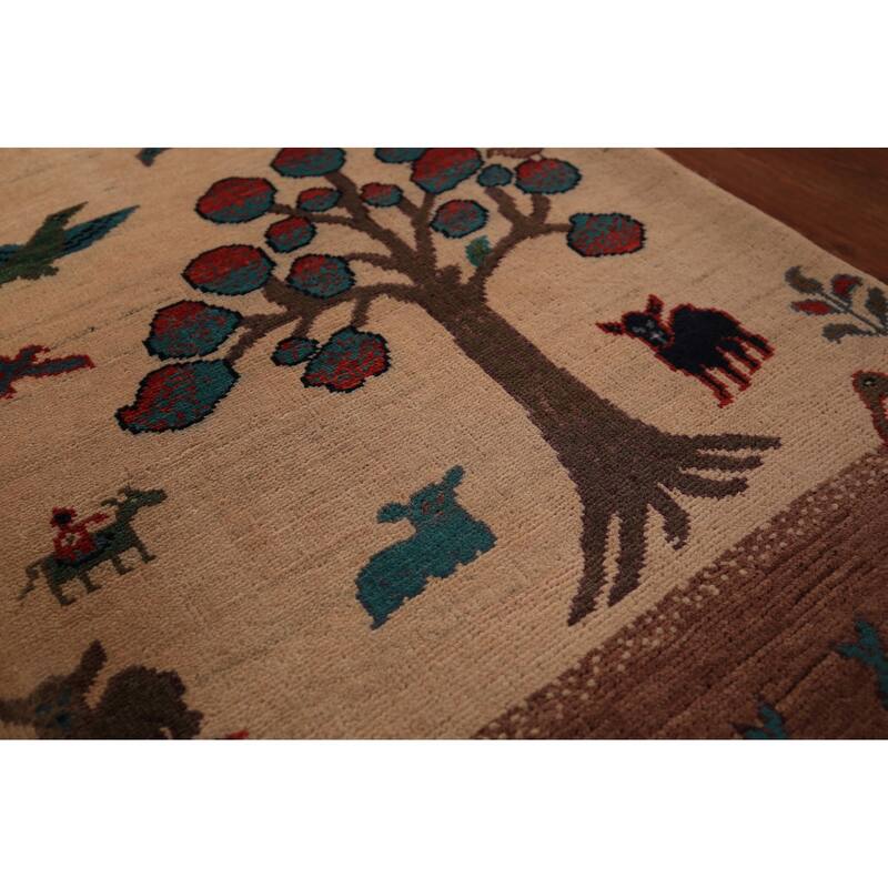 Pictorial Kazak Oriental Foyer Rug Hand-Knotted Wool Carpet - 2'0" x 3'0"