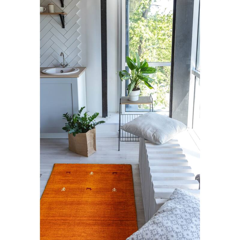 Kashkuli Gabbeh Burnt Orange Rug 2'0" x 5'9" - 2'0 x 5'9