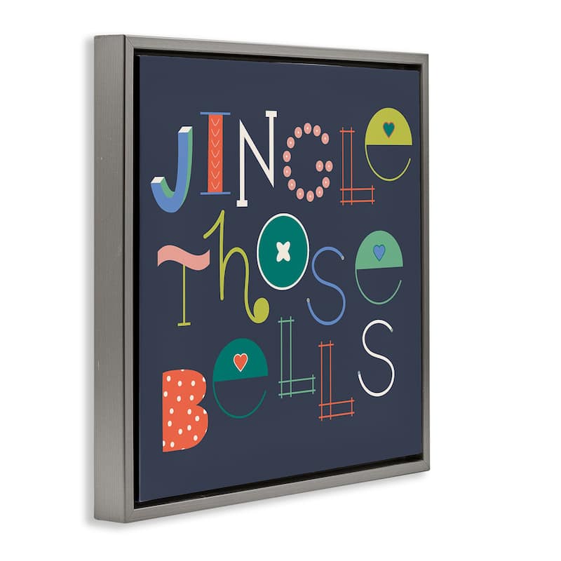 Stupell Eclectic Jingle Bells Phrase Framed Floater Canvas Wall Art Design By Sazerelli Designs