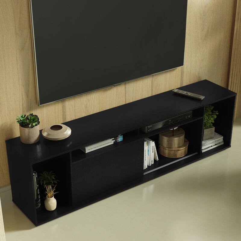 Madesa Large Entertainment Center with 1 Sliding Door, 5 Shelves and Open Shelves for 65, 75 Inch Media Storage