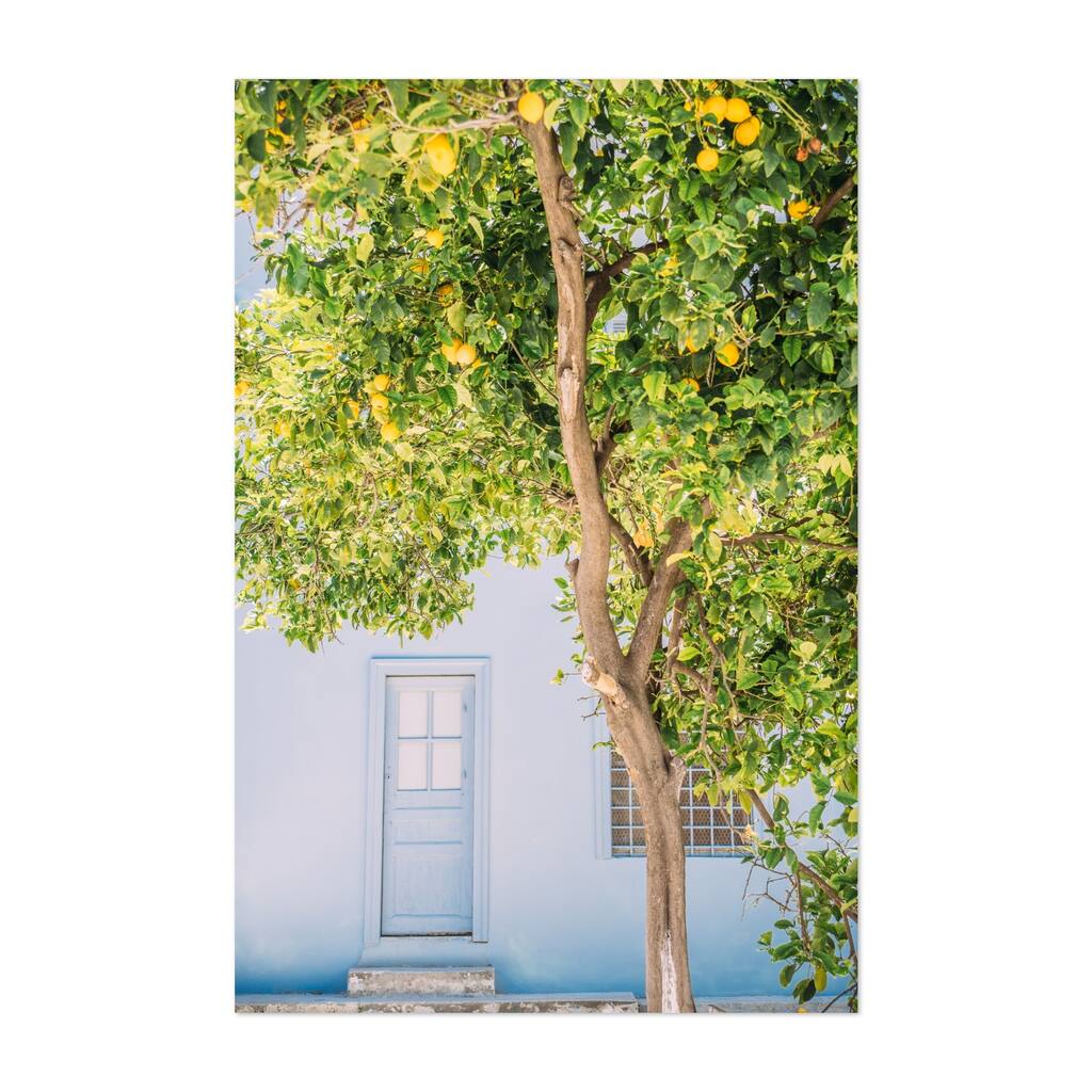 Nafplion Greece Lemon Tree Blue House Photography Art Print/Poster