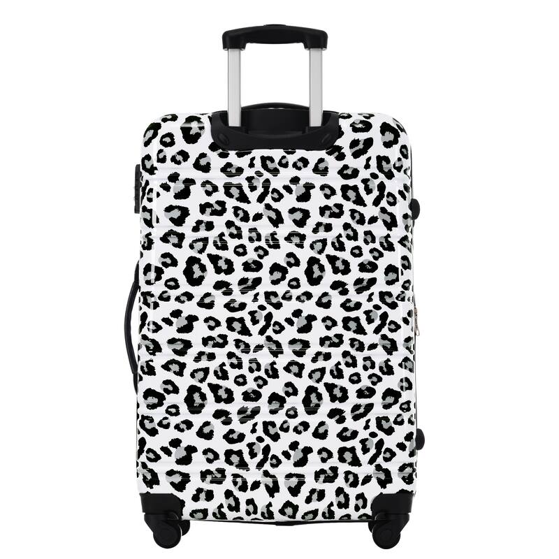 3-Piece, Modern Luggage Sets, Expandable Luggage with Silicone Handles and TSA Lock, for Boarding Travel, White+Black Leopard