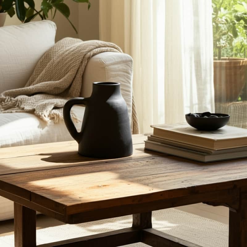Terracotta Pottery Decorative Vase with Handles for Casual Home Decor