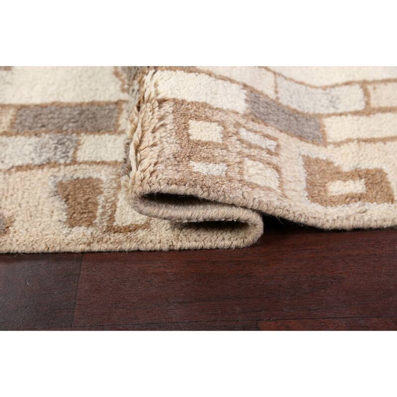 Abstract Modern Oriental Moroccan Area Rug Hand-knotted Wool Carpet - 5'5" x 7'2"