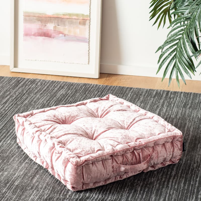 SAFAVIEH Crescenza Square Tufted Velvet Floor Pillow - Blush - 12Wx12L