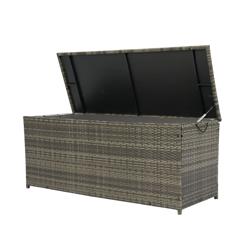 113 Gallon Wicker Patio Deck Boxes with Lid for Kids Toys