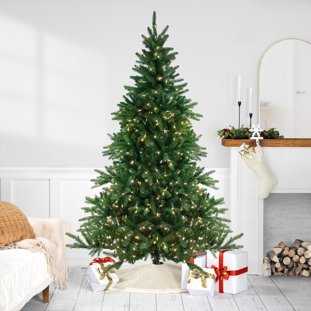 7.5' Pre-Lit Full Instant Connect Noble Fir Artificial Christmas Tree - Dual LED Lights.