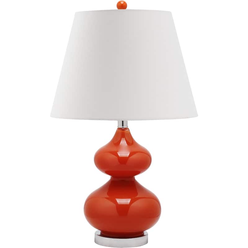 SAFAVIEH Lighting Kimberely 24-inch Double Gourd Glass White Table Lamp (Set of 2) - 14"x14"x24" - 14Wx14Dx24H