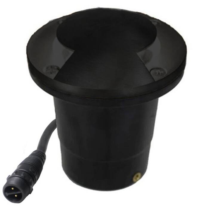 12V Composite In Ground Well Light w/ Cast Brass Bi-Directional Cover - Black