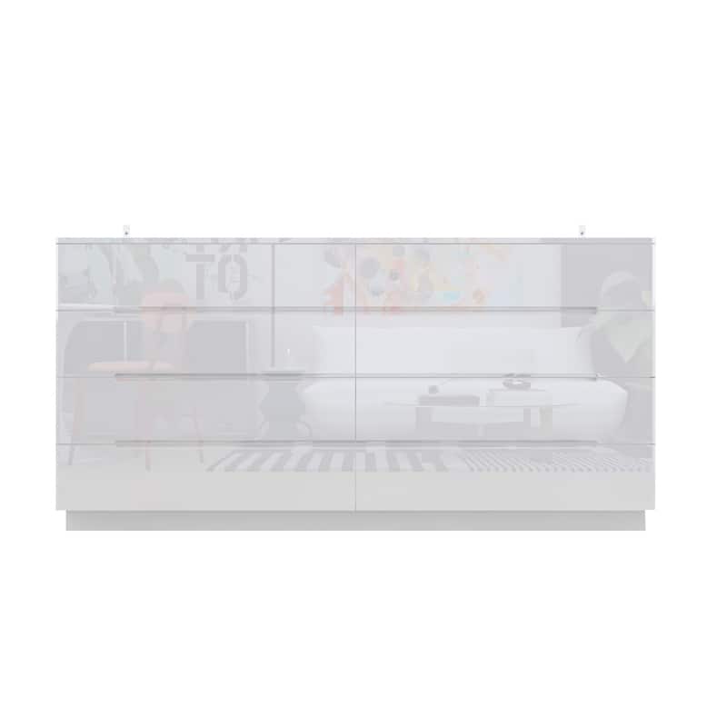 63" High Gloss Dresser With Light Chest w/8 Drawers&Spacious Tabletop