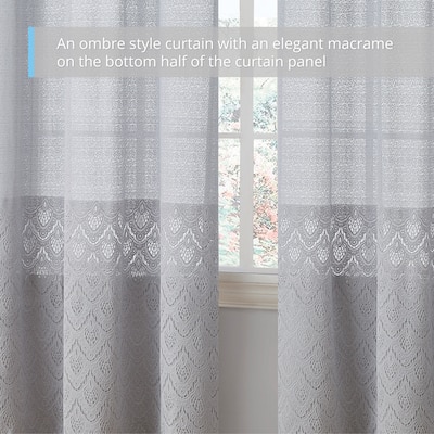 HLC.me Monaco Premium Soft Decorative Ombre Lace Semi Sheer Light Filtering Rod Pocket Window Curtain Panels - Set of 2