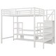 preview thumbnail 5 of 9, Full Size Metal Loft Bed with TV Cabinet, Staircase and Wardrobe