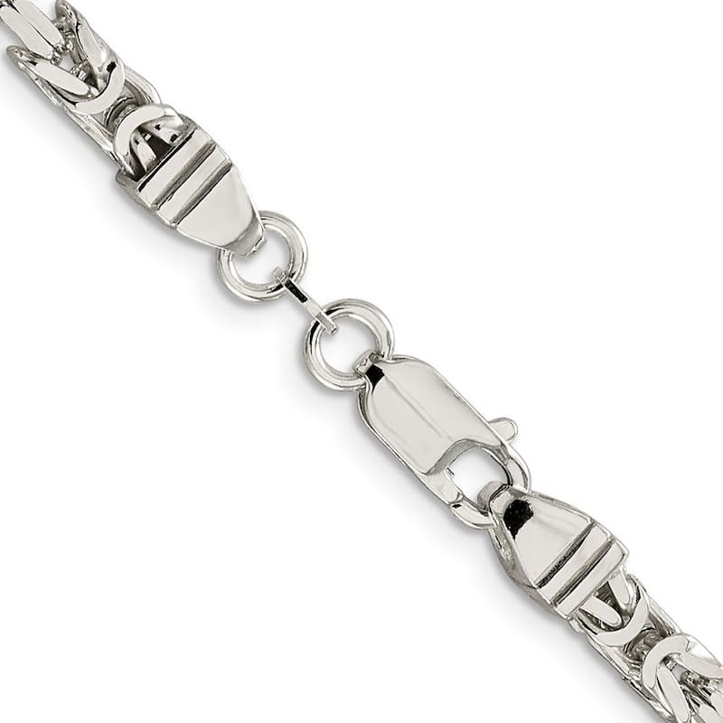 Curata 925 Sterling Silver 4.25mm Squared Byzantine Chain Necklace for Men Optiosn: 16 18 20 24 30