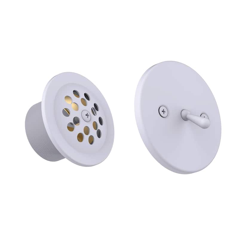 Fine Fixtures Bathtub Shower Drain - 20 Gauge Tubing, Trip Lever Overflow Assembly Tub Drain Kit - Matte White