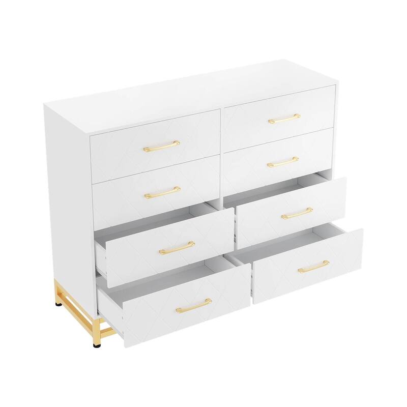 8-Drawer Dresser for Bedroom & Closet, Modern Wooden Storage Chest