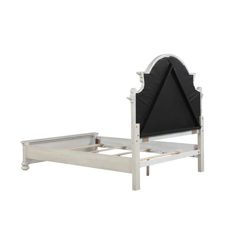 Roundhill Furniture Nelson French Traditional Tufted Upholstery Bed, Antique White