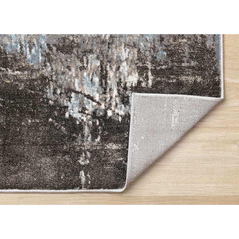 Grey Taupe Blue Distressed Area Rug