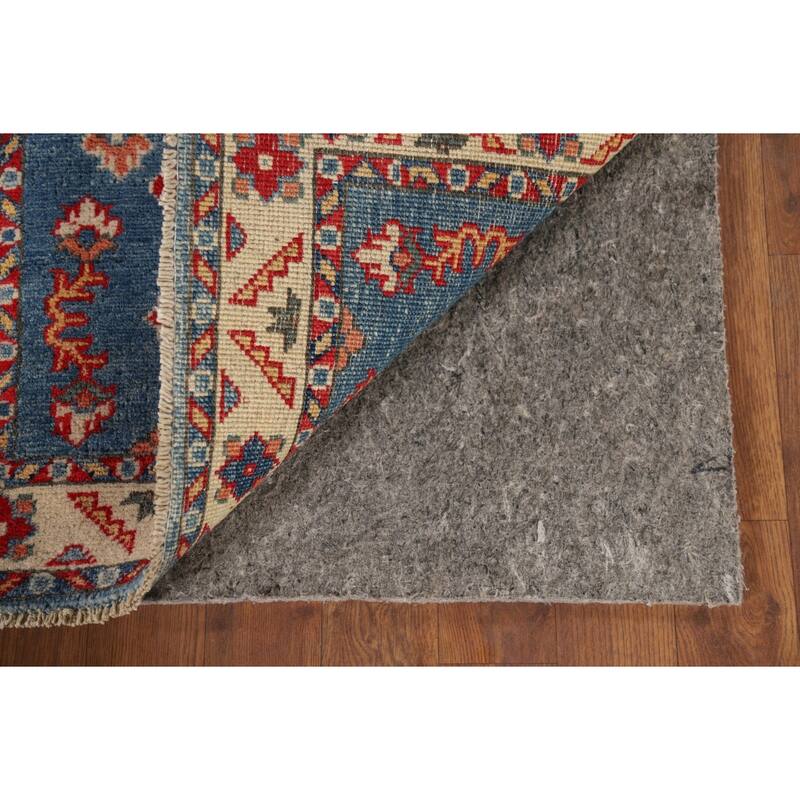 Blue Geometric Kazak Oriental Foyer Rug Handmade Wool Carpet - 2'1" x 2'10"
