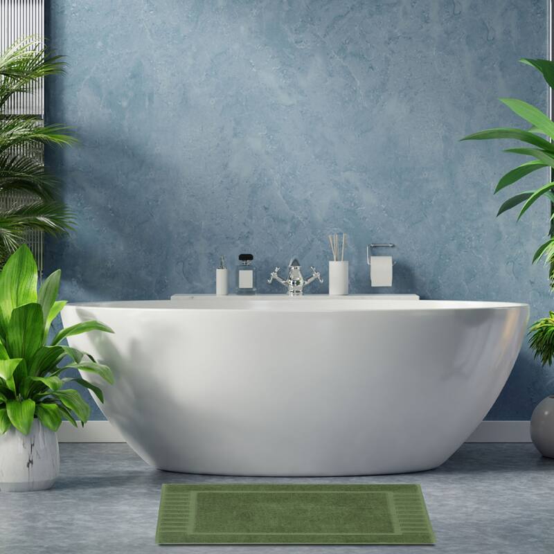 White Classic Luxury Cotton Bath Mat 22x34 Set of 2