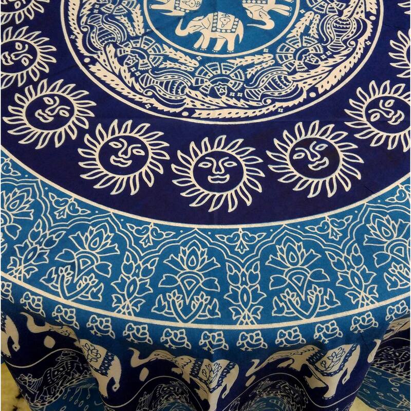 Cotton Flamboyant Elephant Floral Round Tablecloth Collection