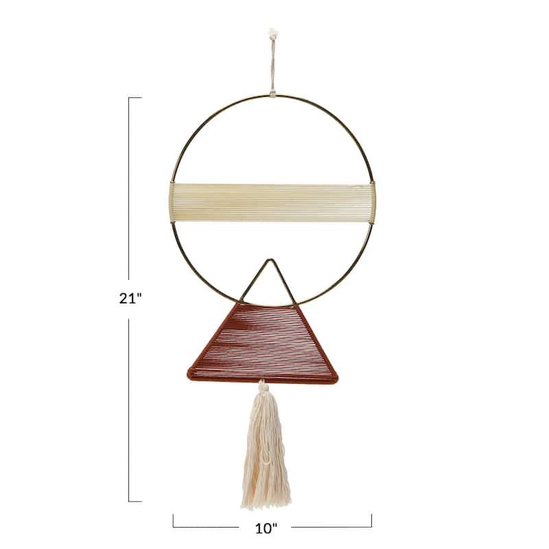 Geometric Metal and Cotton Wall Hanging with Tassel