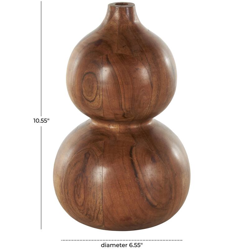 Brown Wood Bubble Decorative Vase with Natural Wood Grains