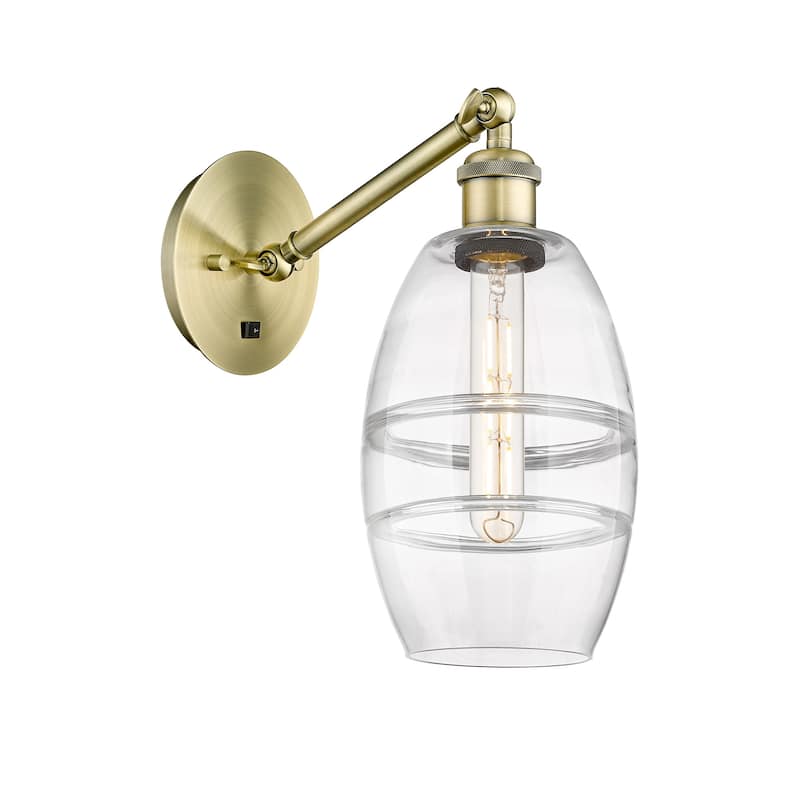 Innovations Lighting 317-1W-8-6 Vaz Sconce Vaz 8" Tall Wall Sconce - Antique Brass / Clear