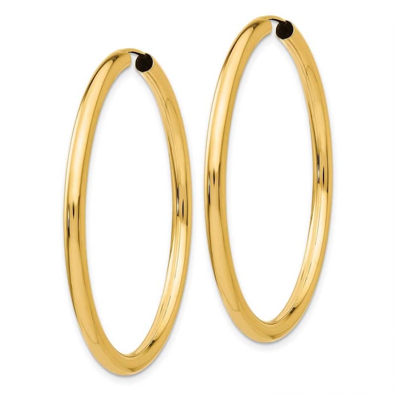 Curata 14k Yellow Gold Polished 2.75x45mm Endless Tube Hoop Earrings