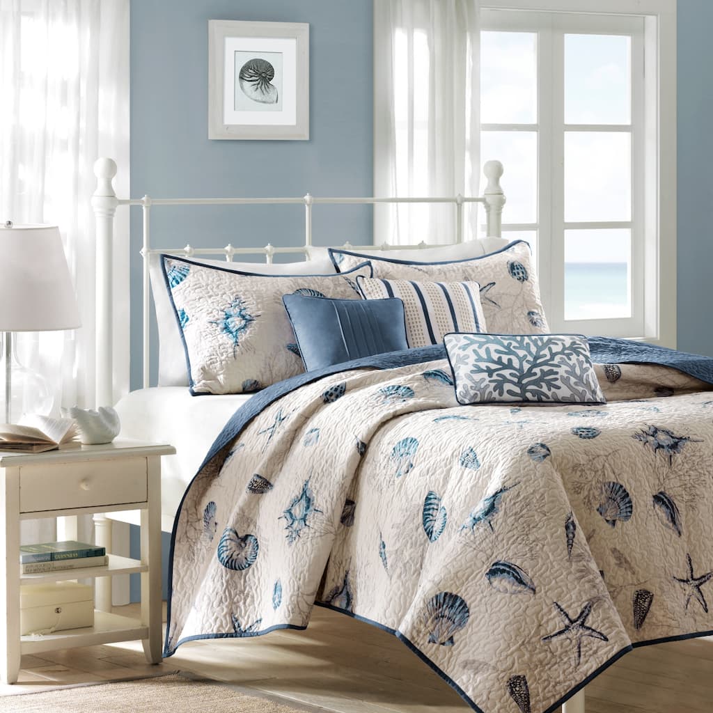 GDF Studio - Bayside Reversible Brushed Microfiber Quilt Set with Decorative Pillows