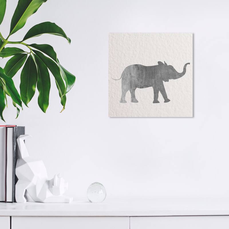 Wynwood Studio Canvas Animals Silver Elephant Gray and Silver Glam Wall Art Canvas Print - 12 x 12