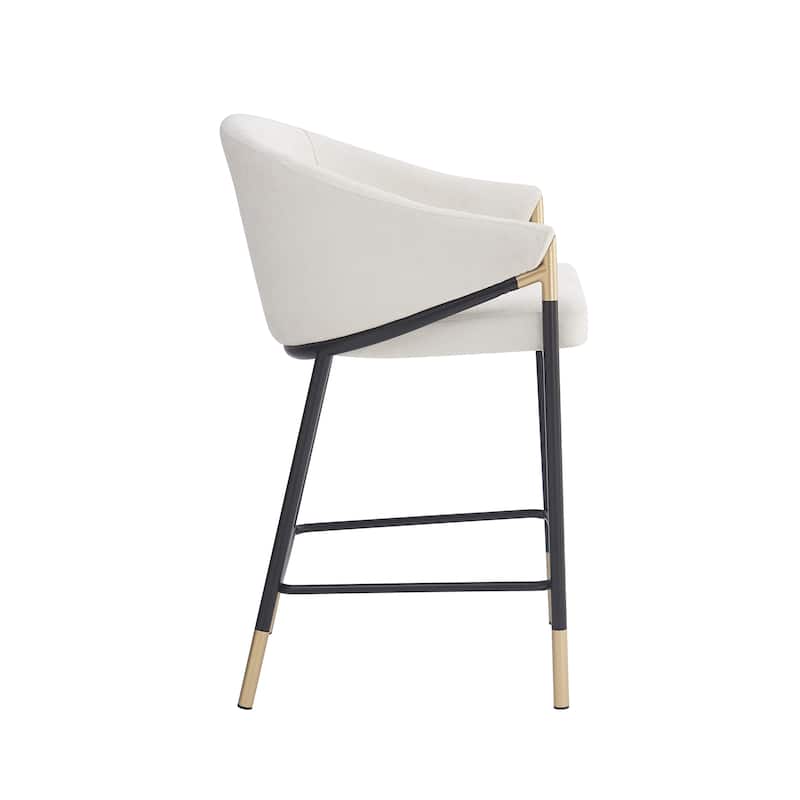 Christopher Knight Home - Soleil Modern 26" Seat Height Bar Stool with Curved Armrests & Gold Accents