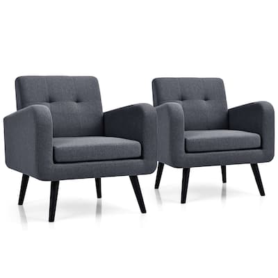 Gymax 2PCS Accent Armchair Single Sofa Chair Home Office w/ Wooden - 29.5'' x 29.5'' x 32.5''