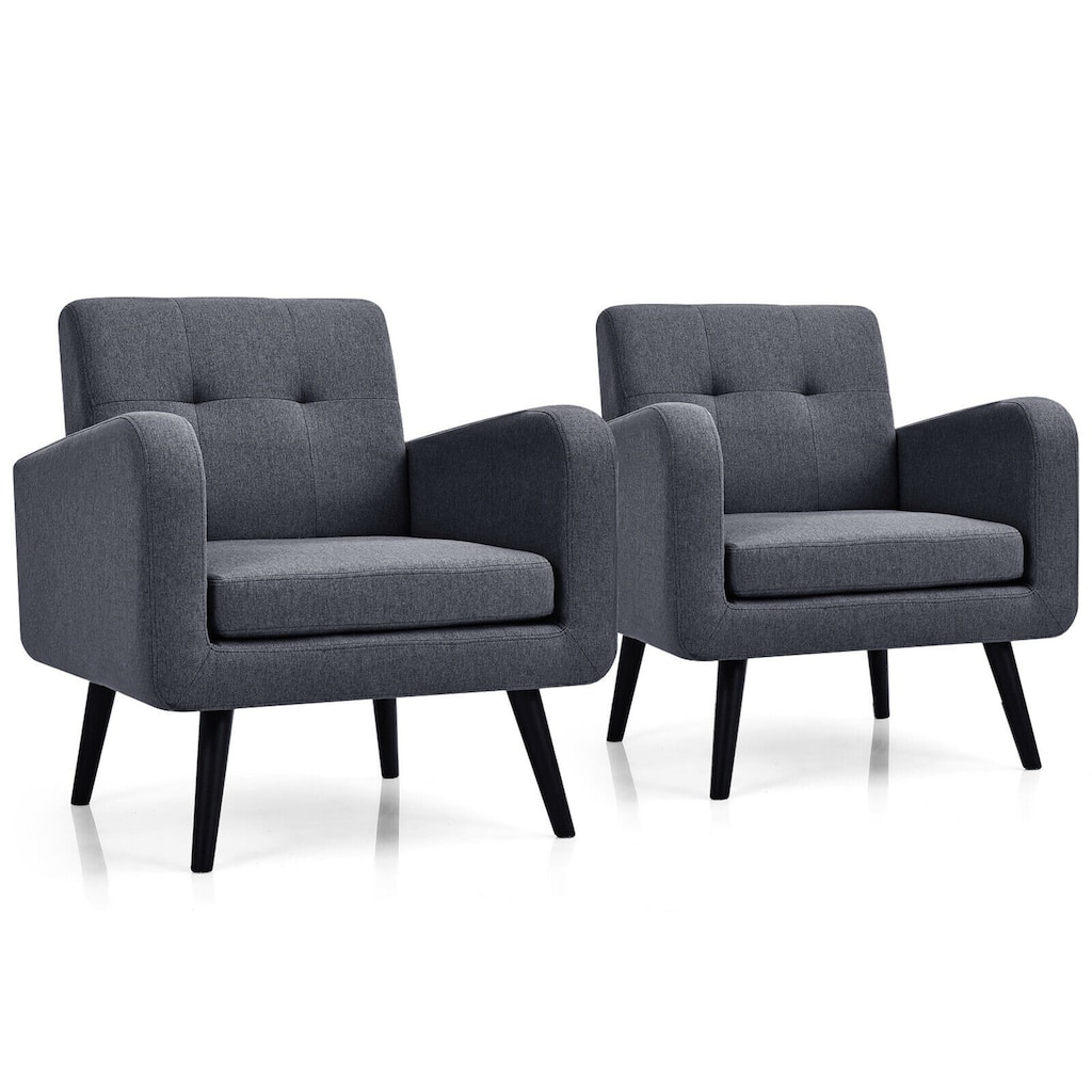 Gymax 2PCS Accent Armchair Single Sofa Chair Home Office w/ Wooden - 29.5'' x 29.5'' x 32.5''