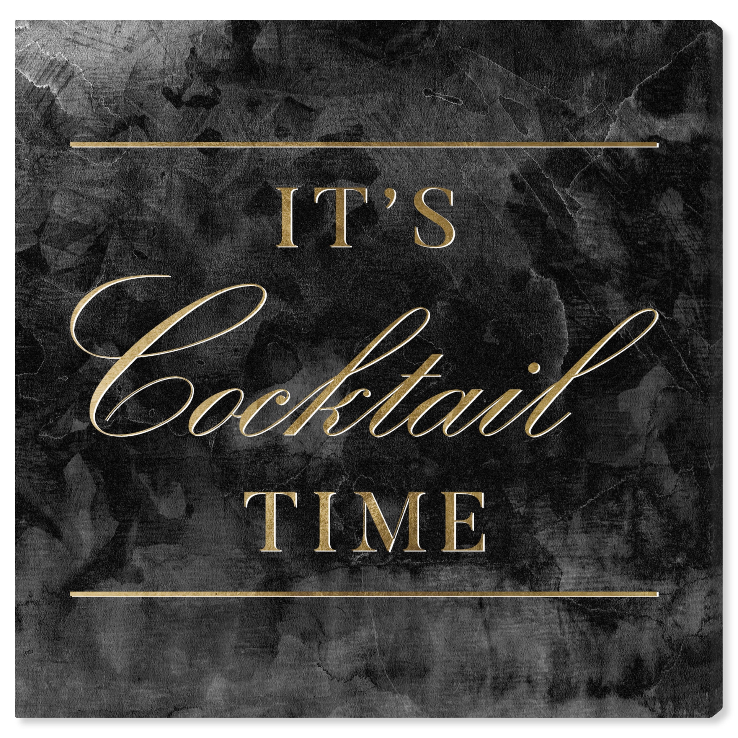 Hatcher and Ethan Prints 'Cocktail Time' Typography and Quotes Black Wall  Art Canvas Print, image size:2500x2500