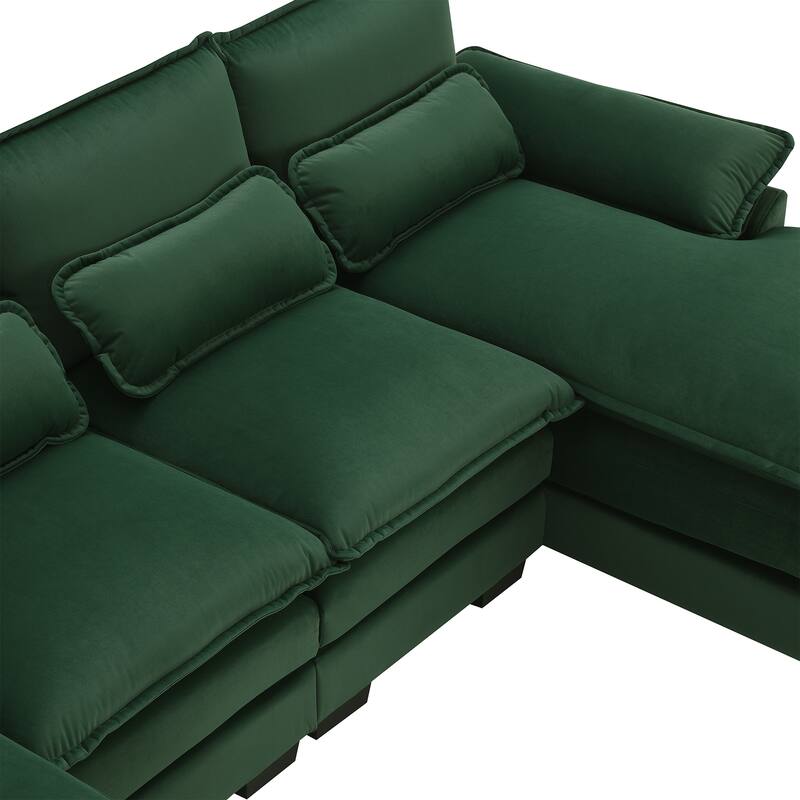Modular U-Shaped 6-Seat Sofa with Chaise, Double Cushion Upholstered Sleeper for Living Room