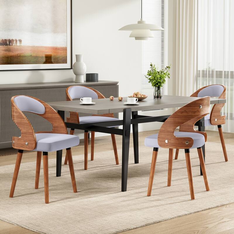 Modern Upholstered Wood Dining Chairs with Curved Backrest (Set of 1)