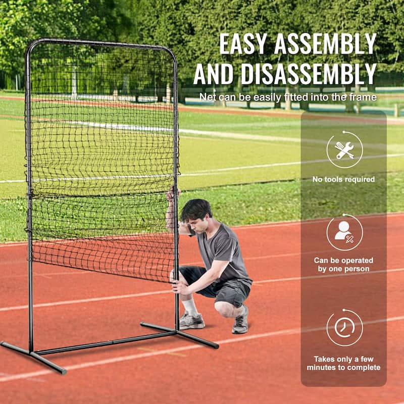 7x4 Feet Portable Batting Baseball and Softball Safety Screen with Carry Bag and Steel Pipe Frame