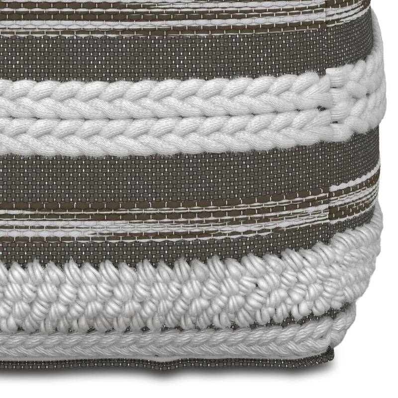 WYNDENHALL Silva Boho Square Pouf in Handloom Woven Pattern
