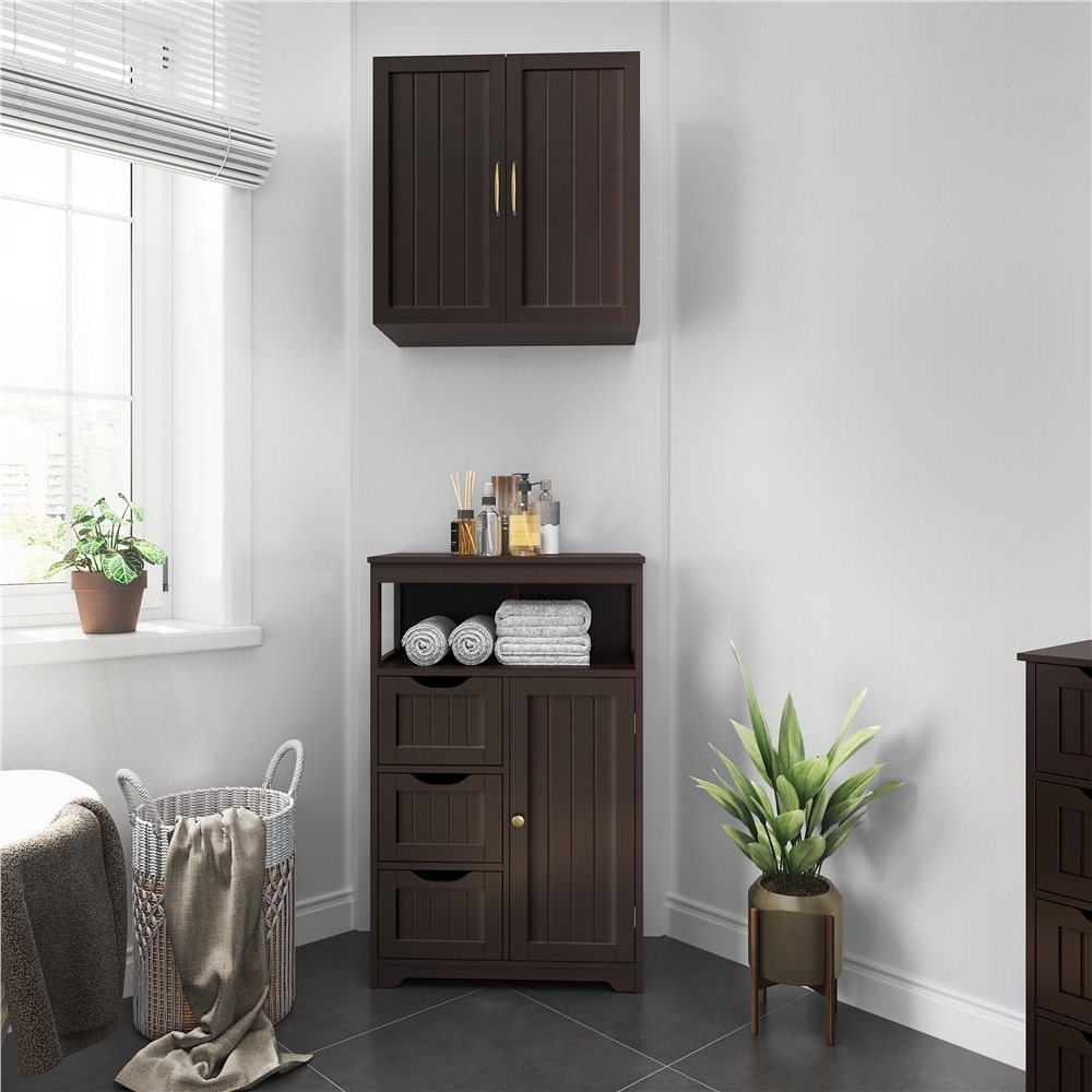 Yaheetech wooden shop bathroom floor cabinet