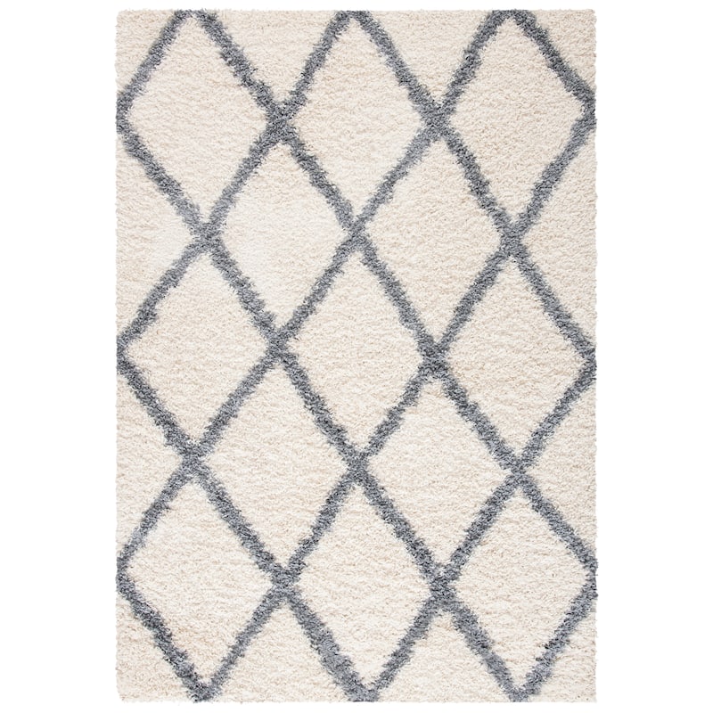 SAFAVIEH Venus Shag Alrun Moroccan 1.75-inch Thick Rug - 9' x 12' - Ivory/Grey
