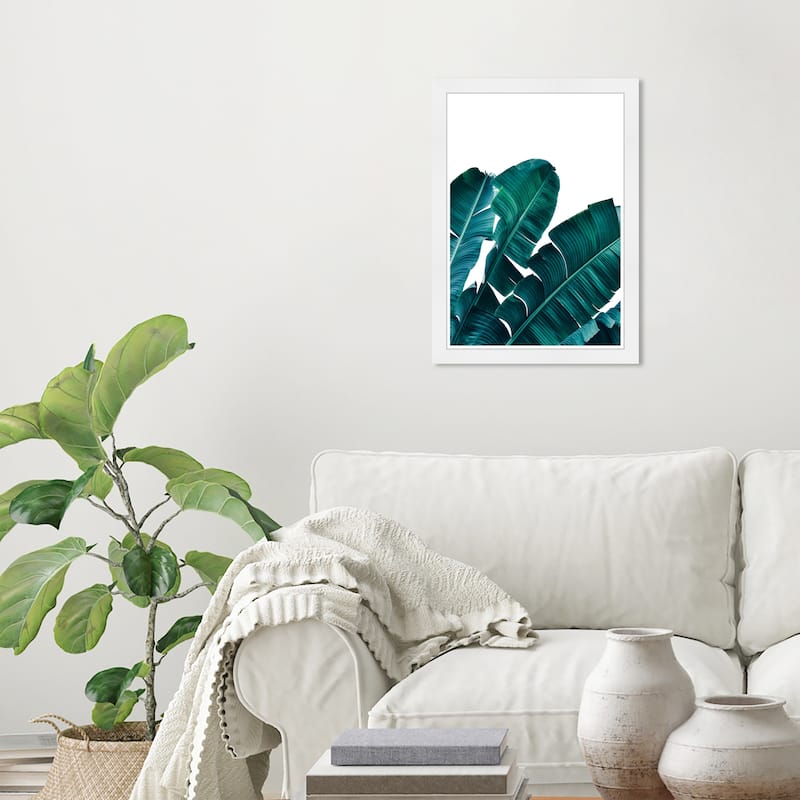Wynwood Studio Prints Floral and Botanical Leaves I White and Tropical Wall Art Canvas Print - White