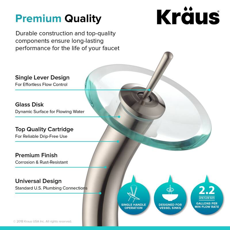Kraus Bathroom Combo - 16-1/2" Clear Glass Vessel Bathroom Sink with