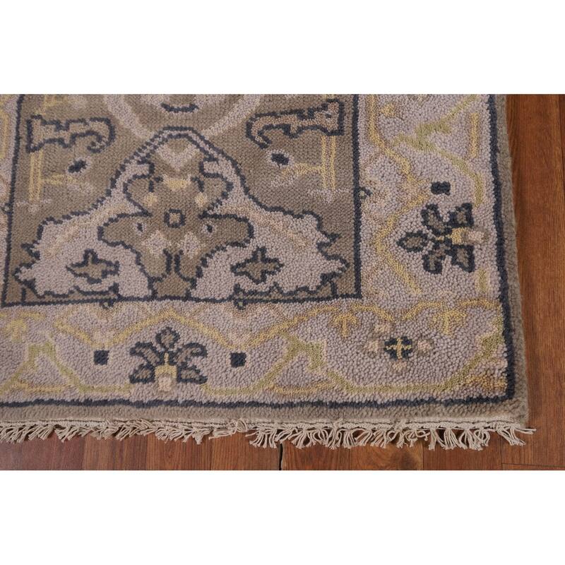 All-Over Oushak Oriental Runner Rug Handmade Brown Wool Carpet - 2'8" x 10'11"