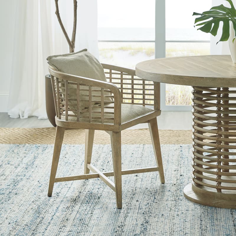 Hooker Furniture Surfrider 26" Wide Coastal Casual Lattice Cane Barrel - Driftwood