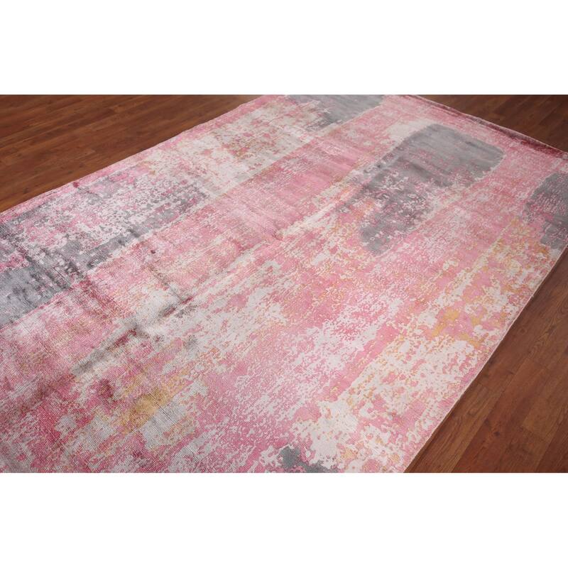 Contemporary Abstract Indian Area Rug Hand-Knotted Modern Wool Carpet - 5'11"x 8'11"