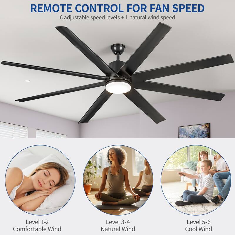 Moasis 72 Inch Ceiling Fan 8 Blade Modern Ceiling Fan - 72"
