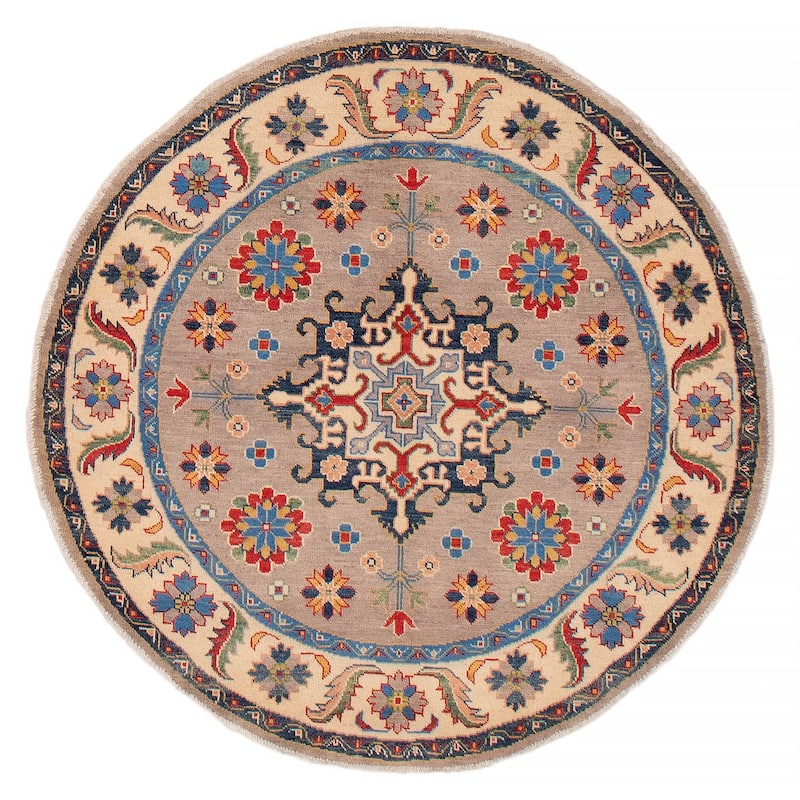ECARPETGALLERY Hand-knotted Uzbek Ghazni Grey Wool Rug - 4'10 x 4'10 - Grey - 4'10 x 4'10
